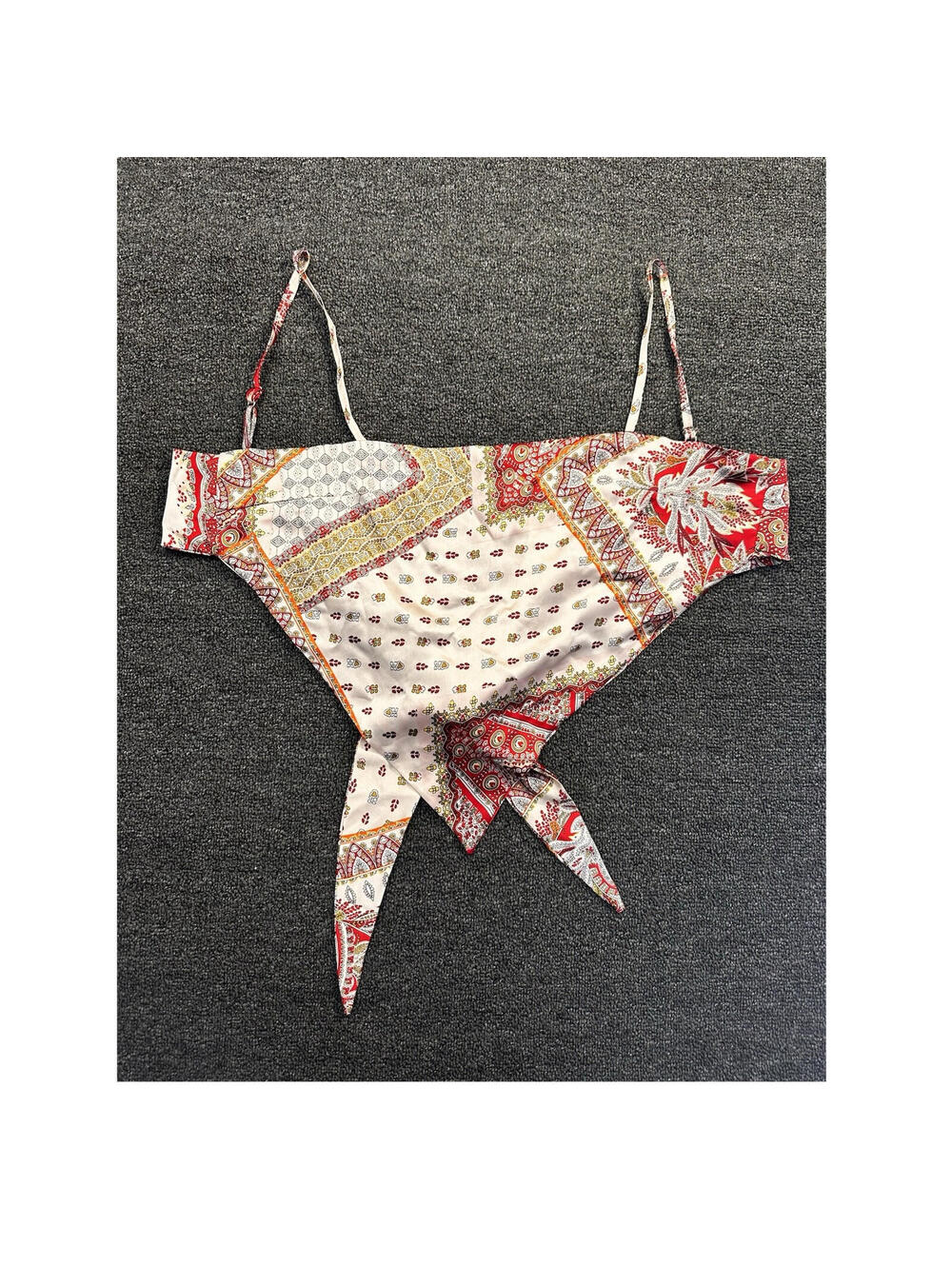 Cloud Ten Women's L Red/White Paisley Tie Back Cami